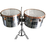 Timbales Extreme Vaso Largo 14  Y 15 Con Cencerro Tipo Banda