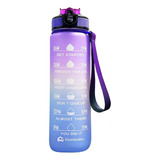 Botella De Agua Motivacional Botella Termo Deportiva 1 Litro Color Morado-aqua
