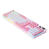 Águia Prateada K500 Luz De Fundo Com Fio Jogo Smart Keyboard Cor Combinação De Cores Branco E Rosa-luz Mista