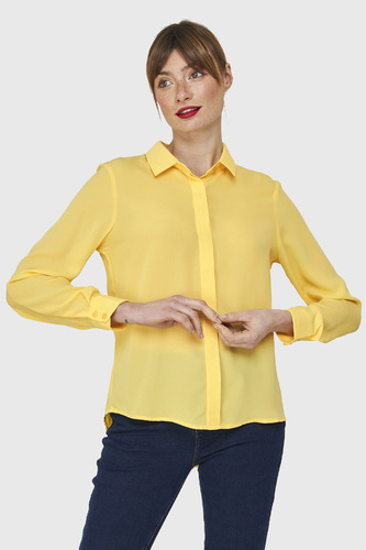 Blusa Básica Botonera Invisible Amarillo Nicopoly