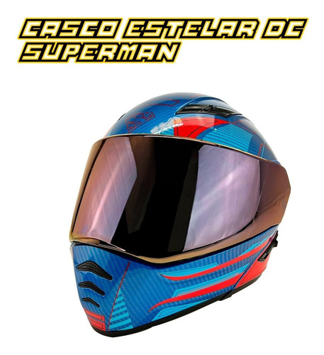 Casco Moto Abatilbe Dc Superman Superheroes Dot Con Luz Led 