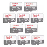 10 Micro Sd 64gb 100mb/s Sandisk Ótima Opção P/ Camêra Espiã