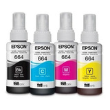 Kit 4 Tintas Epson T664 70 Ml L110 L120 L200 L210 L300 L350