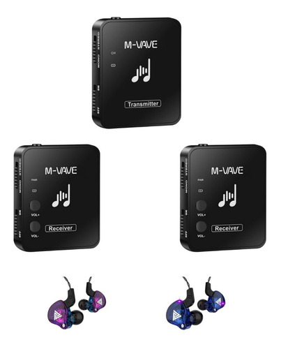 Kit M-vave Transmissor + 2 Receptores + 2 Fone Qkz