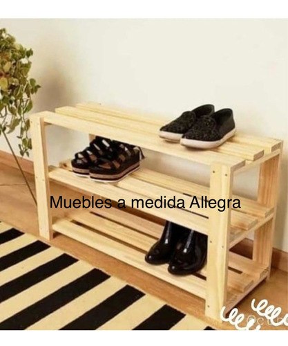 Mueble Organizador De Pino 3 Estantes 9 Pares De Calzado.