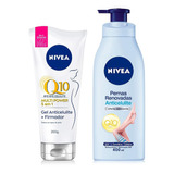 Creme Pernas Renovadas Anticelulite 400ml + Gel Bye Bye Celulite 201g - Kit Cuidado Corporal Nivea Q10 Plus 