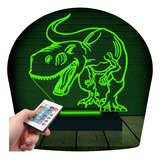 Luminária Led 3d | Dinossauro Rex | Abajur 16 Cores 1