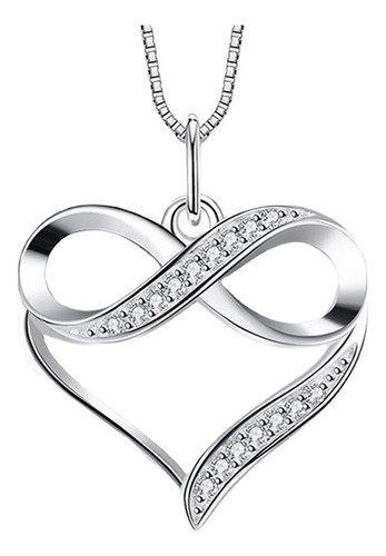 Collar Infinito Plata 925 Corazón Mujer Colgante Elegante