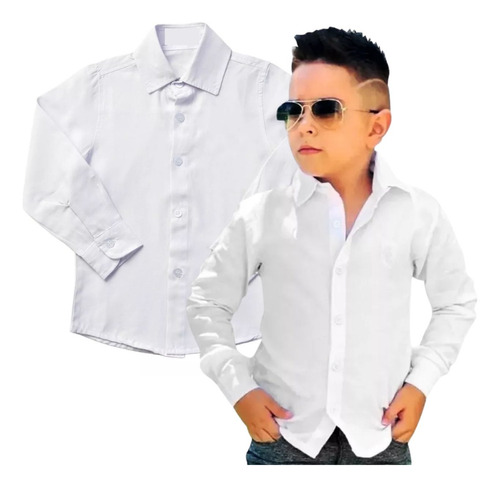 Camisa Social Infantil Masculina Algodão