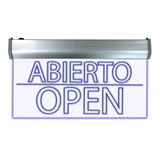 Letrero Colgante De Acrílico Led Abierto Azul Techno Shine