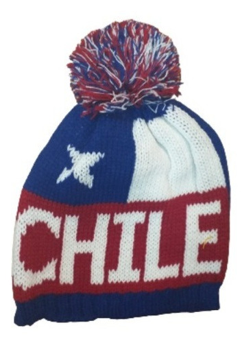 Gorro Lana Con Diseño Bandera De Chile.