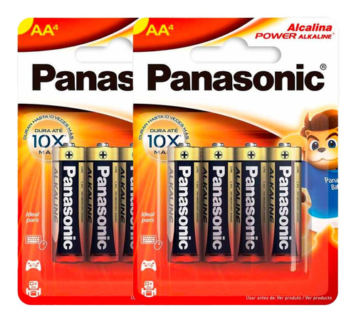 8 Pilhas Alcalinas Aa Panasonic (2 Cartelas)