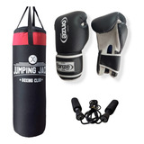 Combo Bolsa Boxeo Kickboxing Rellena 120 Cm + Guantes + Soga
