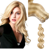 Extensiones De Cabello Rubio Rizado Con Cinta Adhesiva, Exte