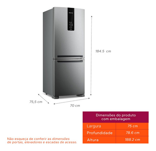 Refrigerador Brastemp Inverse 447 Litros Inox - Bre57fk