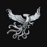 Medalla Ave Fenix En Plata 5 Cm Con Cadena De Acero Art 122