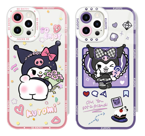 Funda Anime Kuromi Baku De Tpu Transparente Para iPhone 14 P