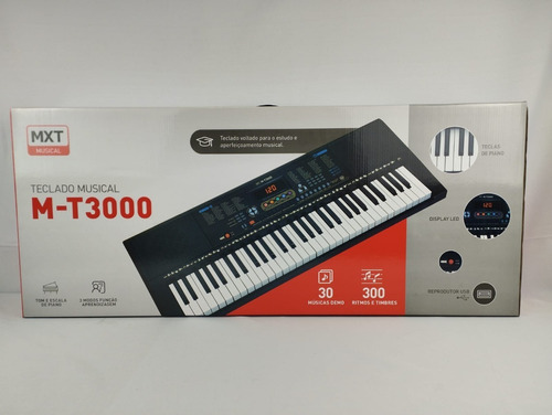 Teclado Musical M-t3000 Tecla Piano 300 Tim/rit Display Led