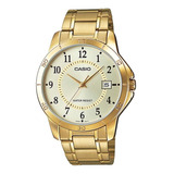 Reloj Casio Mtpv004 Hombre Dorado Fechador