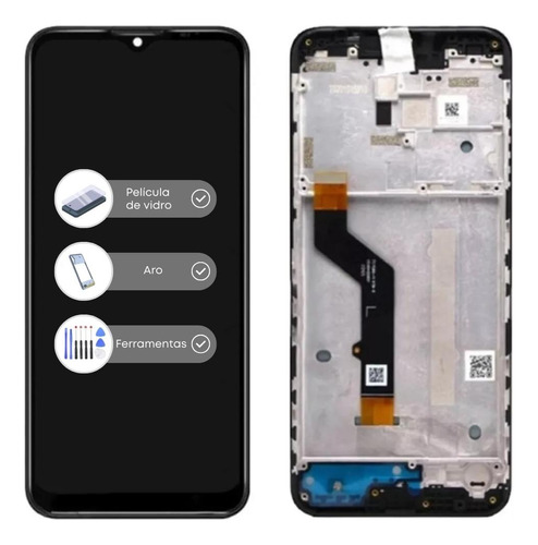 Frontal Tela Display P/ Moto E7 Plus + Aro + Película + Kit