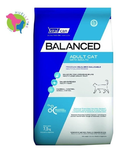 Vital Cat Balanced Gato Adulto X 7,5kg- E/ Gratis Todo Pais