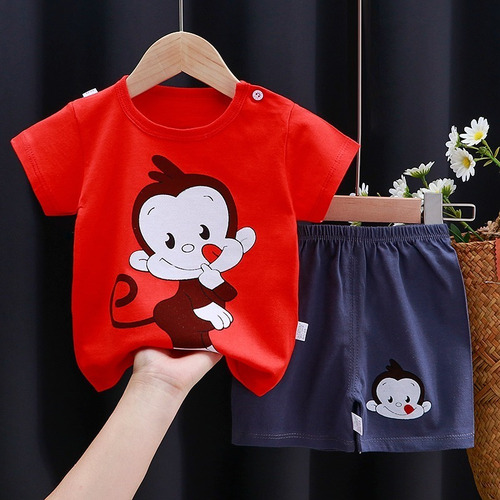 Conjunto De Niños Bebés Playeras Y Pantalones Cortos Algodón