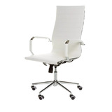 Cadeira De Escritório Inova Metais Personalizados Eames  Branca E Cromado Com Estofado De Couro Sintético