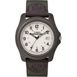 Timex | Reloj Hombre | T491019j | Original Correa Verde Oscuro Bisel Marrón Fondo Crema