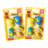 Set De 8 Gomas De Borrar Escolar Pikachu 