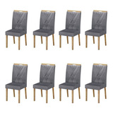 Conjunto Com 8 Cadeiras Lara Cinamomo/grafite Gf
