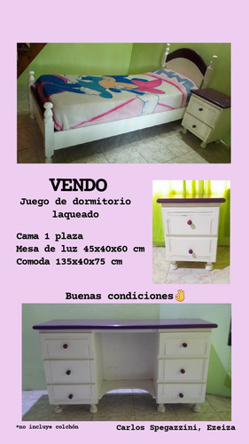 Juego De Dormitorio Madera Laqueado