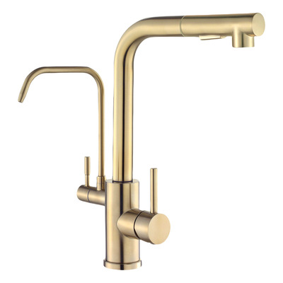 Yesop Torneira De Cozinha Gourmet Misturador Bancada P/filtro Pia Duplo Comando Luxo Dourado