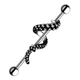 Piercing Industrial Oreja Transversal Tentaculo Silver Black