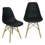 Kit 2 Cadeiras Charles Eames Eiffel Wood Design - Preta