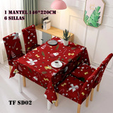 Set Comedor Motivos Navidad Mantel + 6 Fundas Sillas