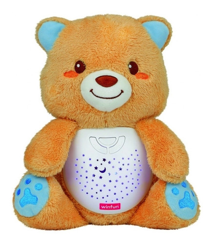 Luminaria Infantil Urso Pelúcia C/ Projetor Estrelas E Som