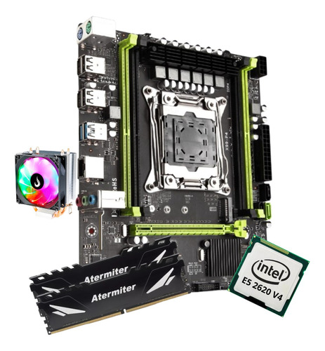 Kit Gamer Placa Mãe X99 Atermiter P4 Xeon E5 2620 V4 64gb 