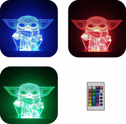 Lámpara Led Ilusion 3d Baby Yoda