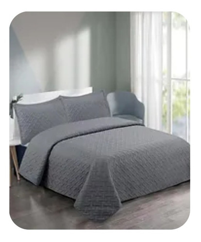 Cubre Cama Gris Unicolor King Delgado Para Verano 