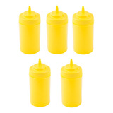 5 Botes Para Aderezos Mostaza 8 Oz Amarillo