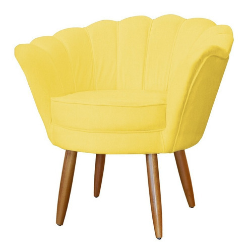  Poltrona Cadeira Pétala De Flor Luxo Recepção Sala Suede Cor Amarelo