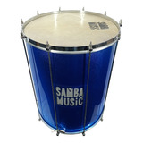 Surdo Madeira Samba Music Azul Celeste 60x18 Pele Animal