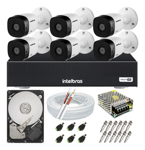 Kit Cftv 6 Câmeras Segurança Hdcvi Dvr Intelbras Mhdx 1108