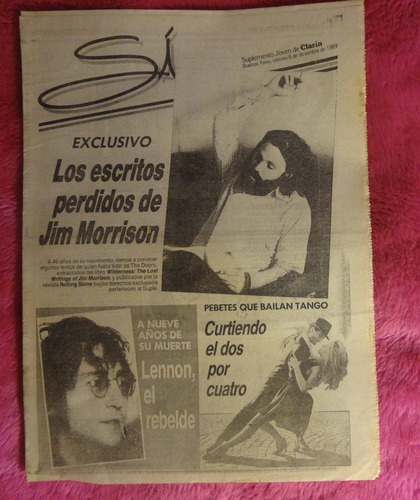 Suplemento Si Clarin 1989 Jim Morrison Soda Stereo Cadillacs