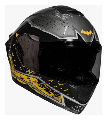 Casco Abatible Kov Batman Dc Comics Con Led Certificado Dot Color Amarillo Tamaño Del Casco L (59-60 Cm)