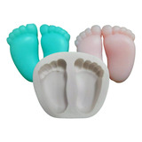 Molde Forma Silicone Sabonete - Par Pezinho Bebe M - 2 Cav