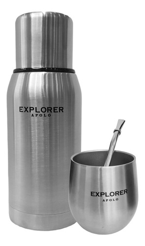 Termo Acero Inoxidable Explorer 750 + Mate 193 Ml + Bombilla Color Plata