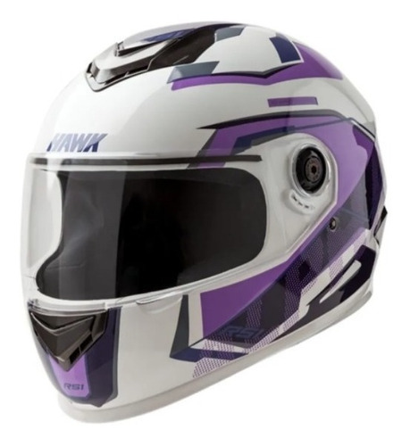 Casco Integral Hawk Rs1 Alpha Blanco/violeta Super Oferta!