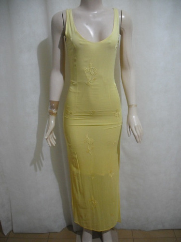 Vestido Ganesh Indiano Amarelo Longo Forrado Bom Estado