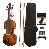 Cvn-300 Solidwood Ebony - Violin Con Cuerdas D'addario Prelu